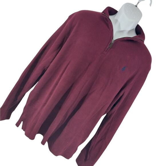 POLO RALPH LAUREN! BURGUNDY RED ESTATE RIBBED FINE COTTON 1/4 ZIP SHIRT! SZ L - Picture 1 of 10